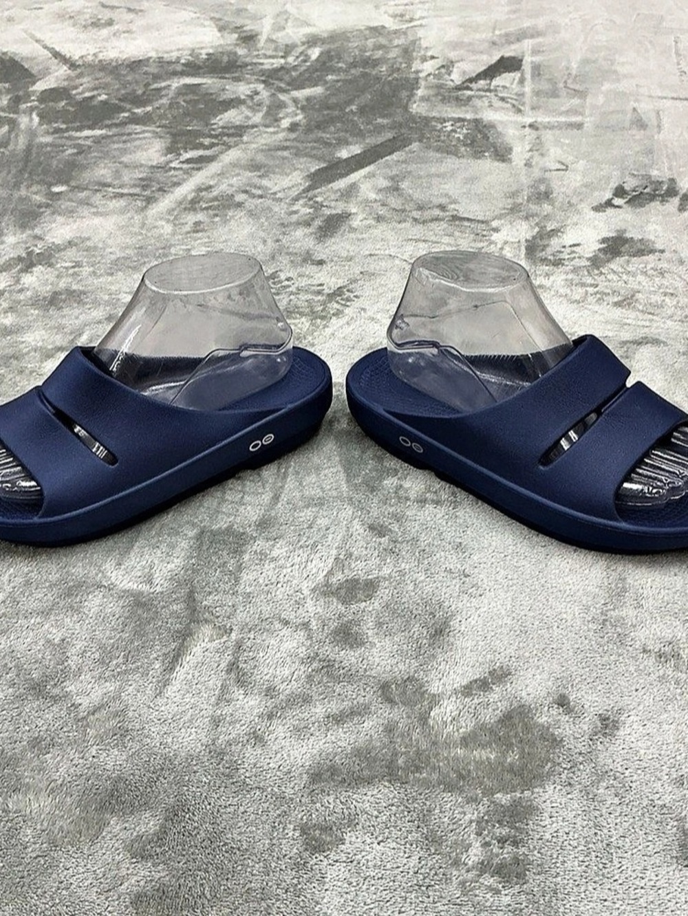 OOFOS OOahh Slide Recovery Sandals Navy Blue Women's Size 8 EU 39